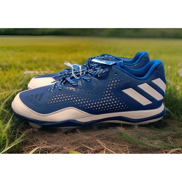 adidas Other - Adidas PowerAlley 4 Baseball Cleats Mens 13 Blue & White Ortholite Soles Q16487